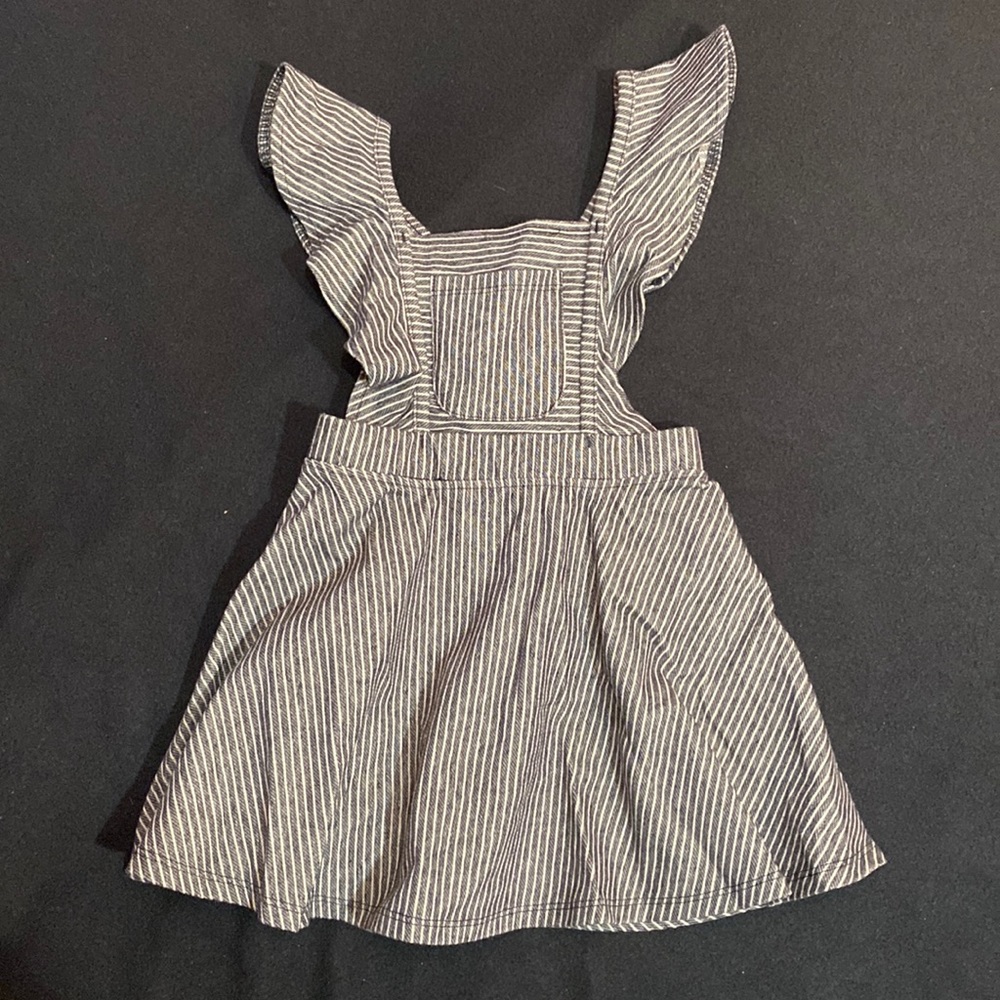 Art Class Toddler Girl 3T Black White Striped Pinafore Dress Criss Cross Straps